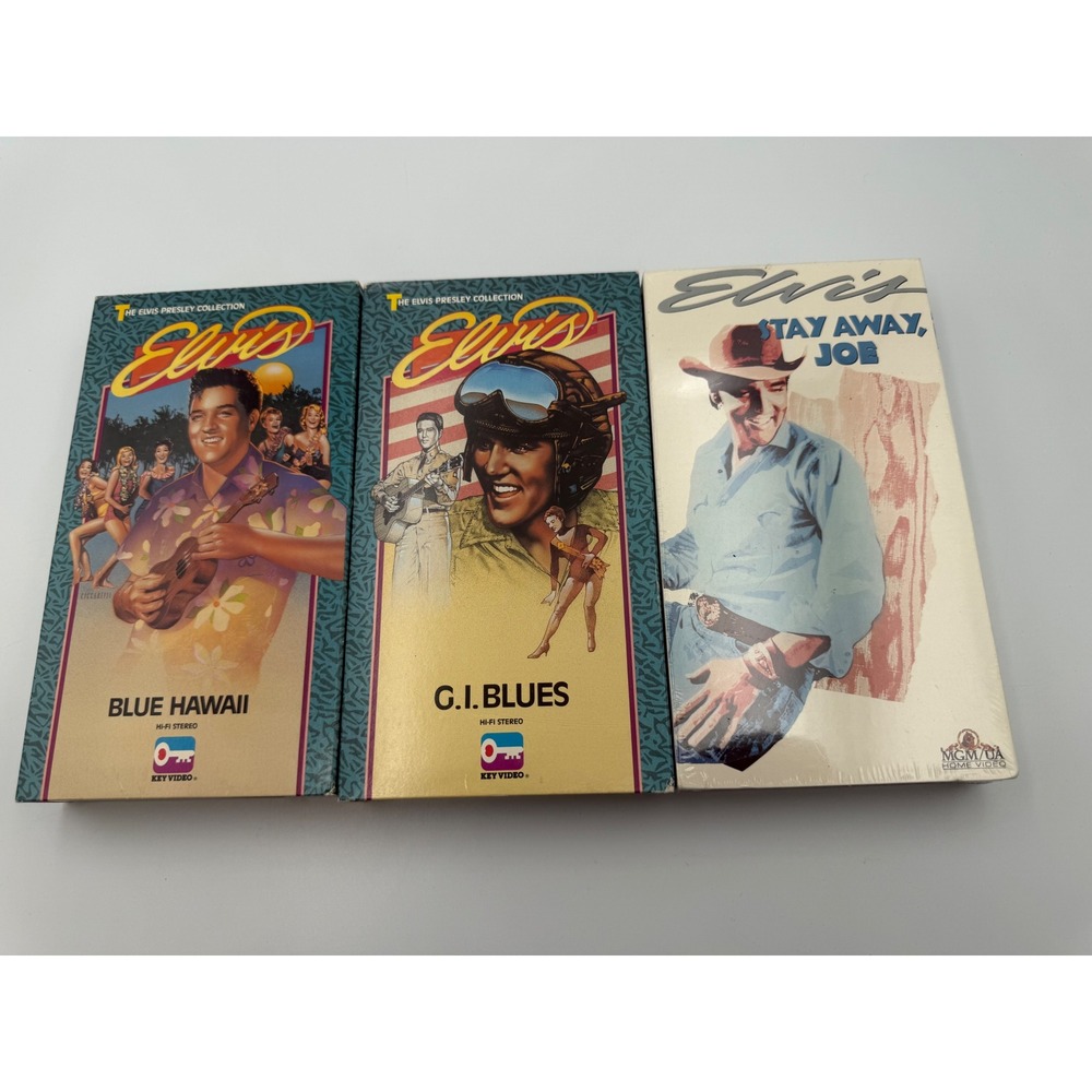 Elvis Presley VHS Lot 3 Blue Hawaii G.I. Blues Stay Away Joe Key Video MGM Movie